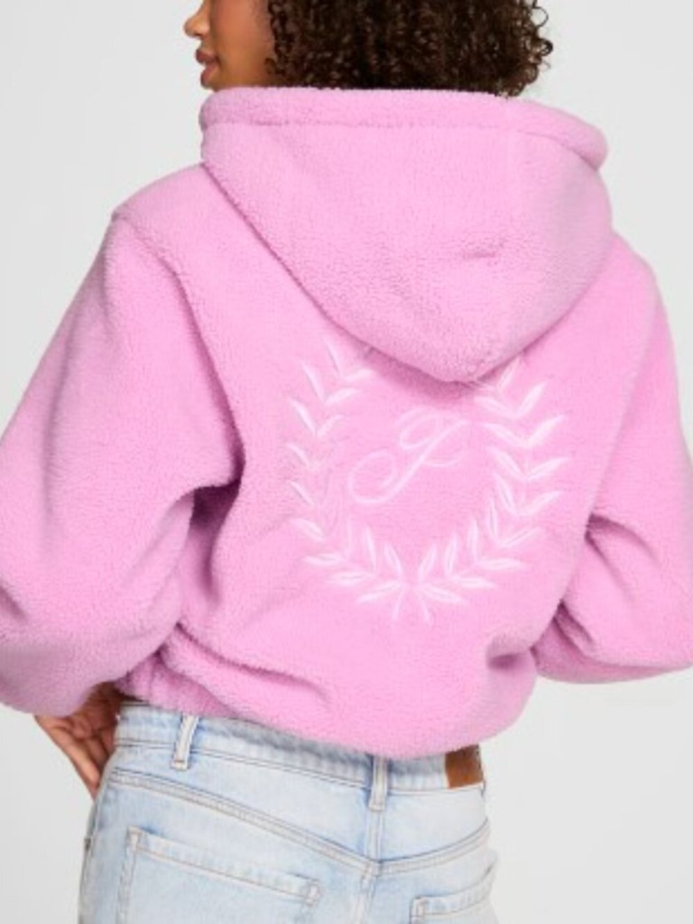 *NWT* PINK Victoria’s Secret Plush Teddy Hooded Bomber Jacket Hushed Lilac Sz M